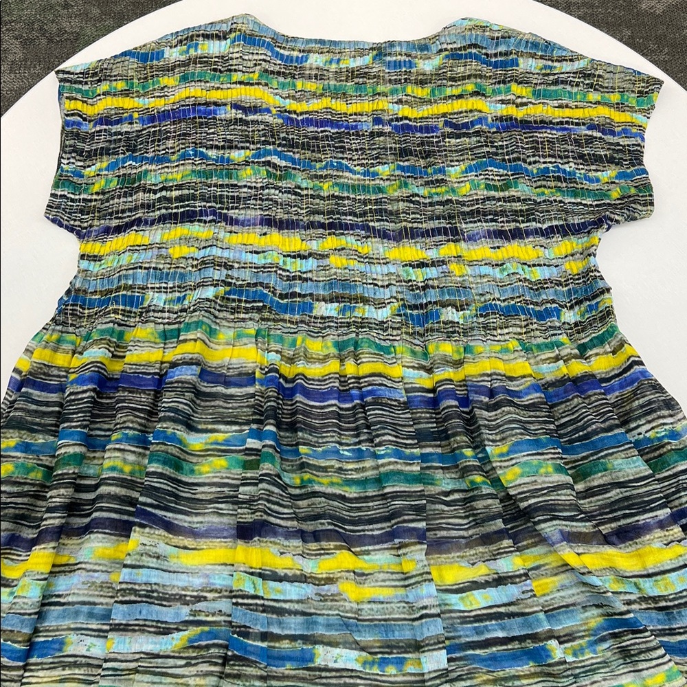 Neeru Kumar cotton silk colorful oversized dress woven yellow green blue black - Picture 6 of 7